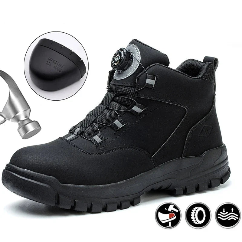 New Rotating Button Safety Shoes S3 Anti-smash Anti-puncture Work Shoes