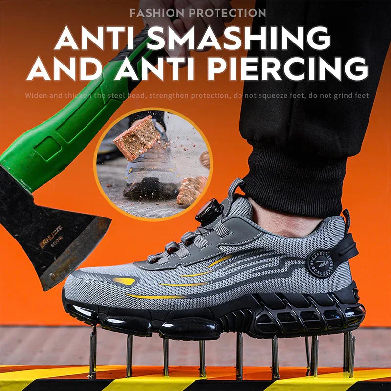 New Rotating Button Safety Shoes S3 Anti-smash Anti-puncture Work Shoes