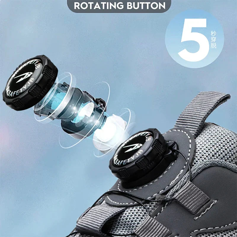 New Rotating Button Safety Shoes S3 Anti-smash Anti-puncture Work Shoes